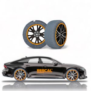 (LARGE) Chaussettes Neige Universelles pour Pneus - Compatibles 225/60 R18, 255/45 R19, 235/55 R18 et Plus - Accessoire Hiver Antidérapant pour Voitures, SUV et Tesla - Alternative Pratique aux Chaînes