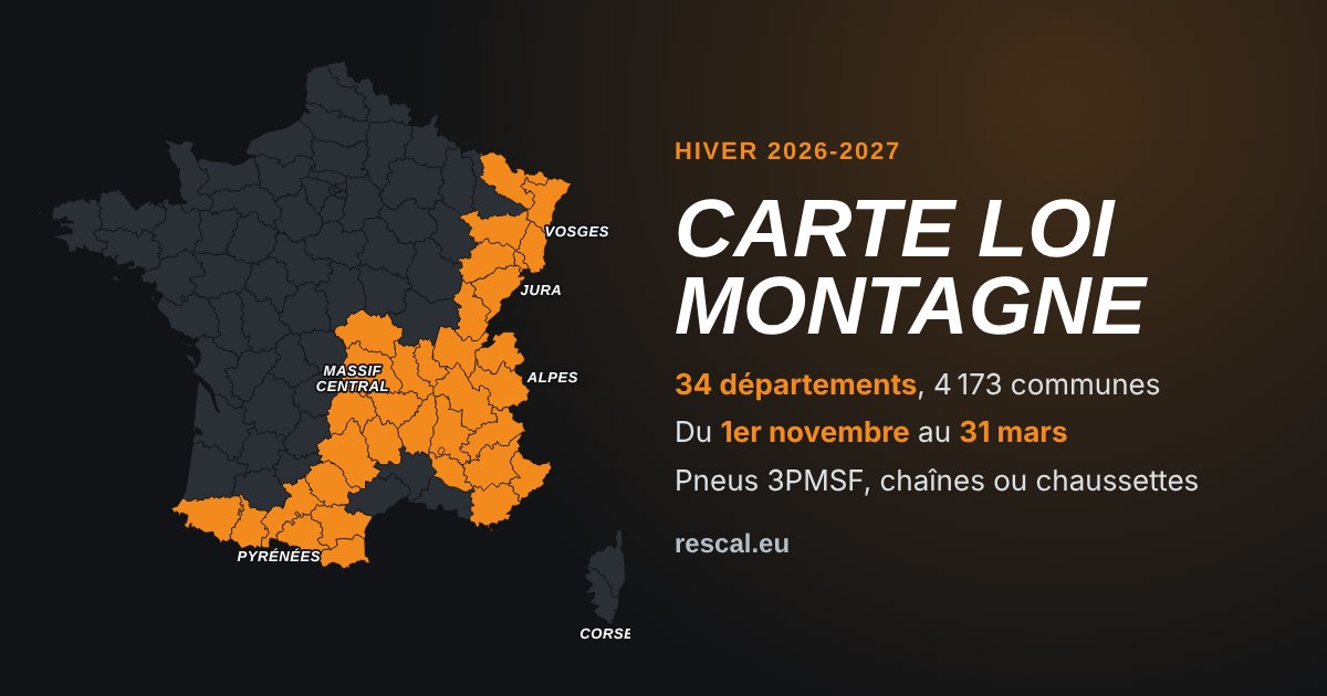 Carte loi Montagne 2026-2027 : les 34 départements concernés (Alpes, Jura, Massif central, Pyrénées, Vosges)